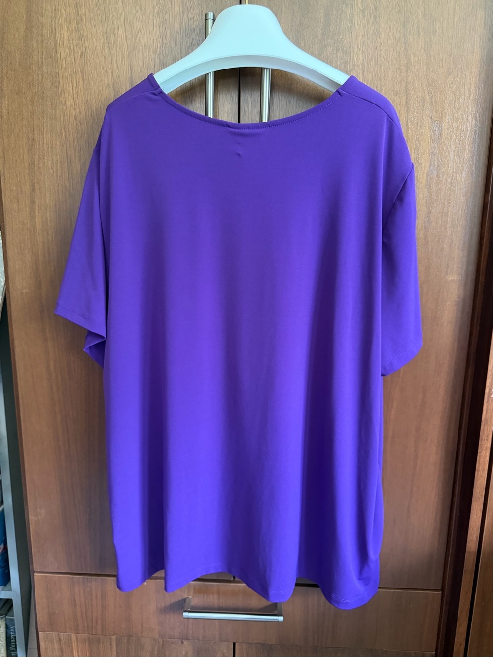 Maggie Barnes Vibrant Purple Short-Sleeve Pleated-Neck Top NWT - Picture 3 of 5